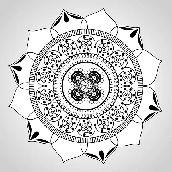 Mandala tek renkli dekorasyon simgesi — Stok Vektör