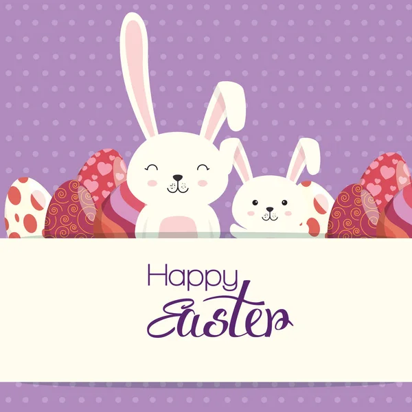 Yumurta boyalı ve Paskalya kutlamaları tavşan — Stok Vektör