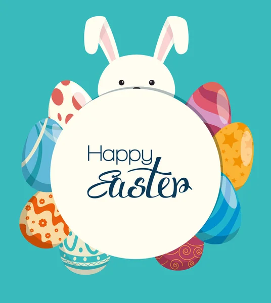 Yumurta boyalı ve Paskalya kutlamaları tavşan — Stok Vektör