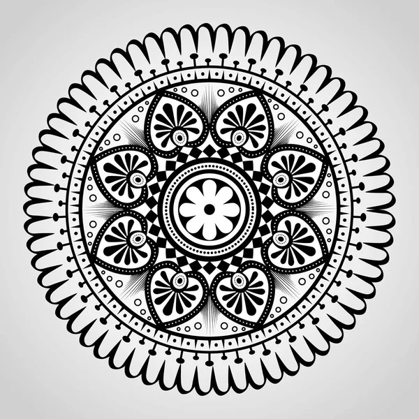 Mandala icona della decorazione monocromatica — Vettoriale Stock