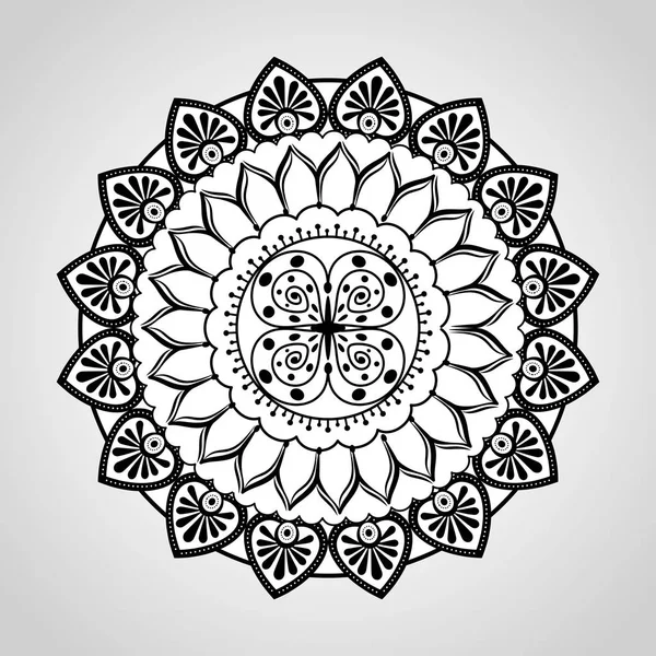 Mandala Monochrome Decoration icon — стоковый вектор