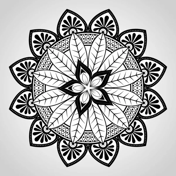 Mandala tek renkli dekorasyon simgesi — Stok Vektör