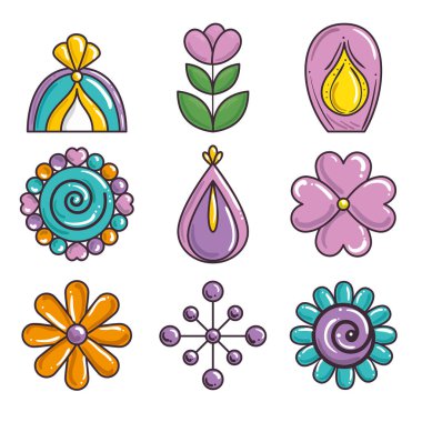 Boho stil mandala Icons set