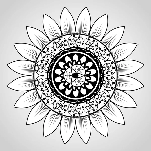 Mandala Monochrome Decoration icon — стоковый вектор