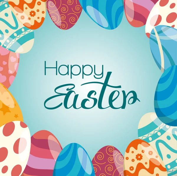 Αυγά βαμμένα ευτυχή εορτασμό του Πάσχα — Διανυσματικό Αρχείο