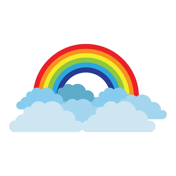 Regenboog en wolk in de hemel — Stockvector