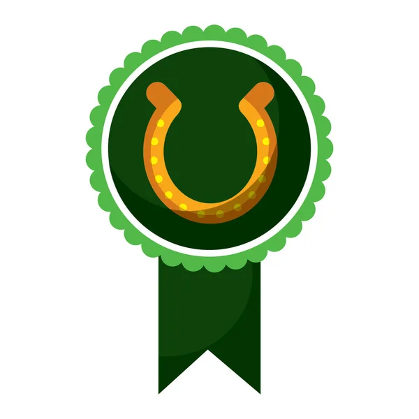 Insigne de rosette avec emblème porte-bonheur en fer à cheval — Image vectorielle