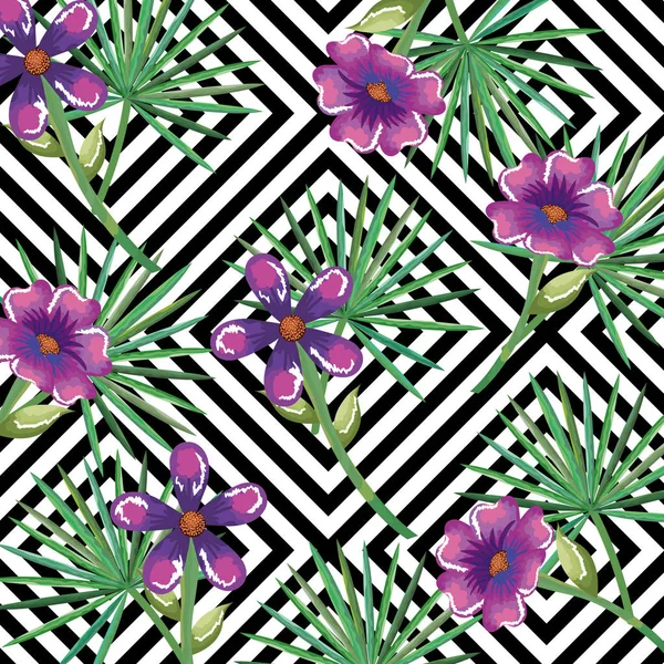 Flor tropical com fundo abstrato ícone isolado computador desktop — Vetor de Stock