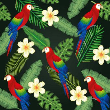 tropical and exotic garden with parrot clipart