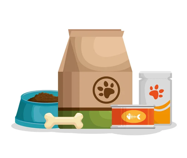 Tienda de mascotas productos set iconos — Archivo Imágenes Vectoriales