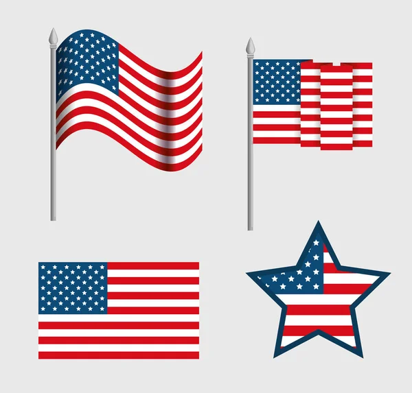 Usa emblemas conjunto símbolo patriótico — Vector de stock