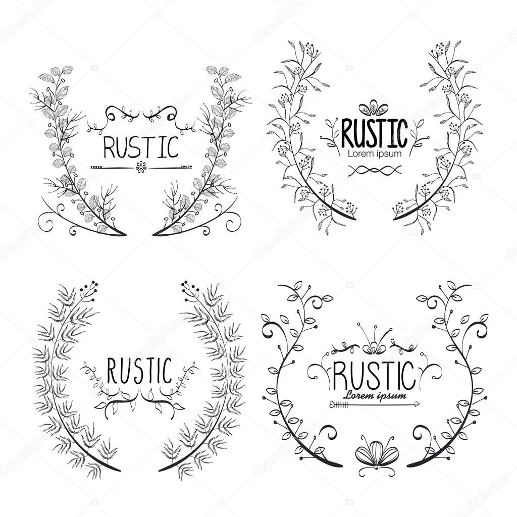 rustic set wreaths icons