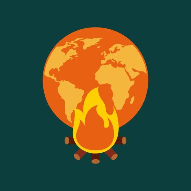 turuncu ve sarı renkli planet earth şenlik ateşi iklim değişikliği