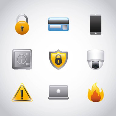 Hırsızlık kimlik teknoloji dijital Icons set