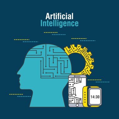 artificial intelligence human profile mobile gear clipart