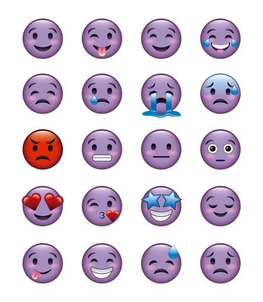 Set von Smiley-Symbolen mit unterschiedlichem Gesichtsausdruck — Stockvektor