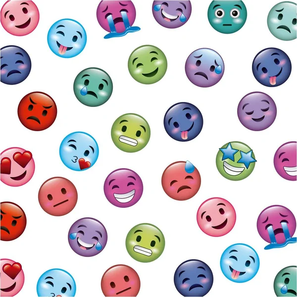 Σύνολο εικονιδίων smiley με διαφορετικό πρόσωπο έκφραση — Διανυσματικό Αρχείο