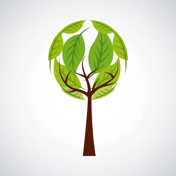 Zöld ökológia kerek fa környezet szimbólum — Stock Vector
