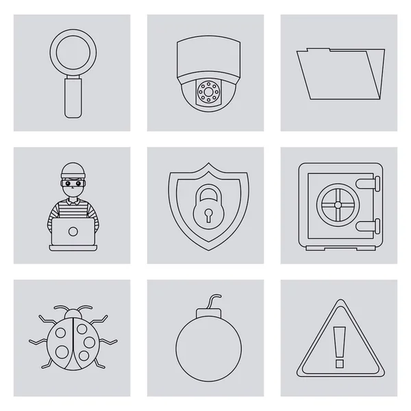 Hırsızlık kimlik teknoloji dijital Icons set — Stok Vektör
