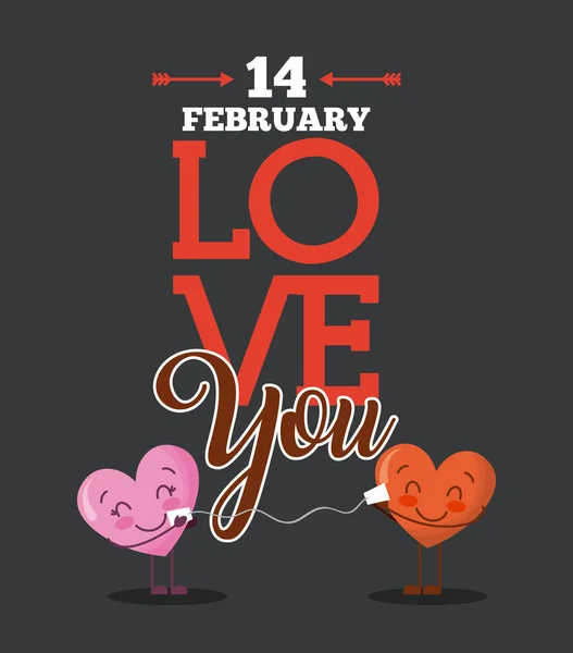 14 Şubat sen çizgi film aşk aşk kartı kupa. — Stok Vektör