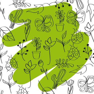 simgeler mevsimlik bahar yeşil fırça darbesiyle özetlenen