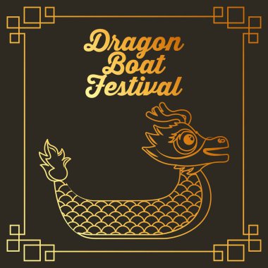 Dragon boat Festivali Altın metin çerçeve dekorasyon