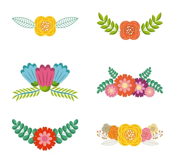 Set voorjaar typografische badges floral etiketten — Stockvector