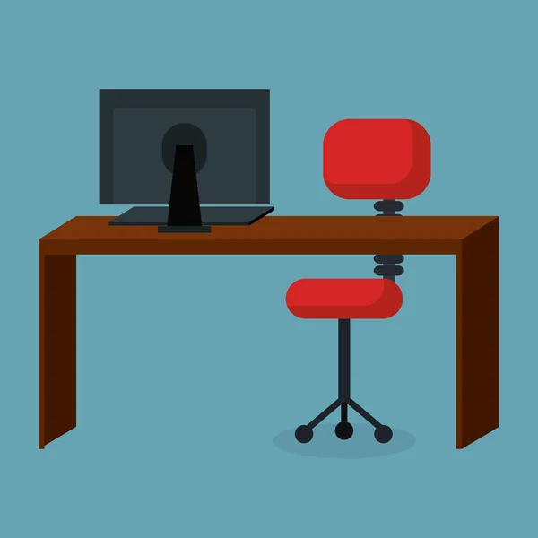 Bureau d'affaires avec ordinateur — Image vectorielle