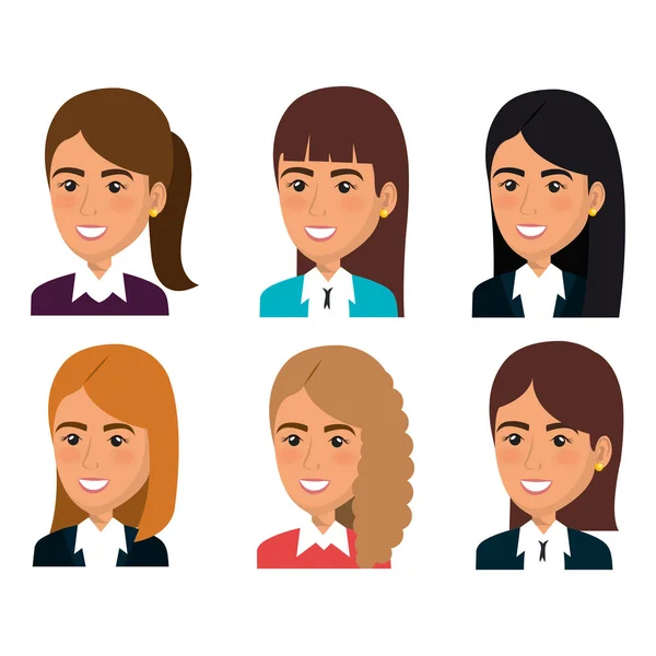 Grupo de trabalho em equipe de mulher de negócios — Vetor de Stock