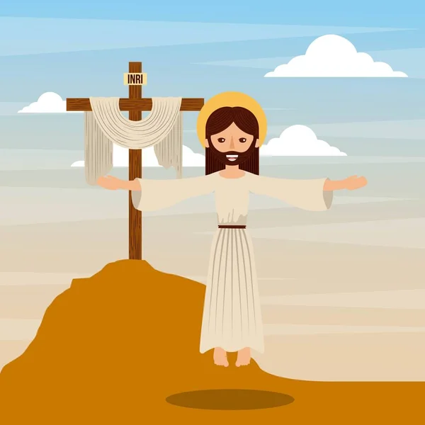 La ascensión Jesús Cristo cruz cristiandad — Vector de stock