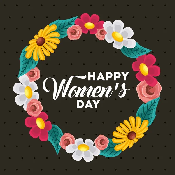 Affisch internationella lyckliga womens dag 8 mars blommig gratulationskort — Stock vektor