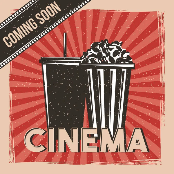 Cinema coming soon movie premier poster vintage — Stock Vector