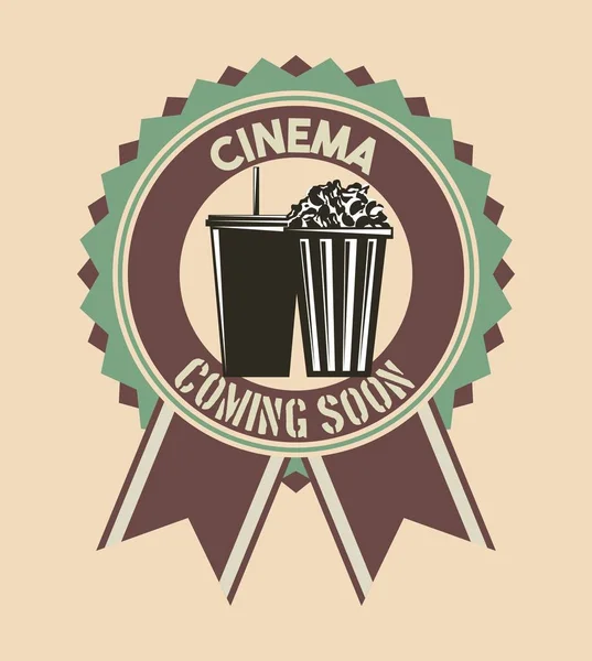 Cinéma bientôt insigne ruban rétro vintage — Image vectorielle