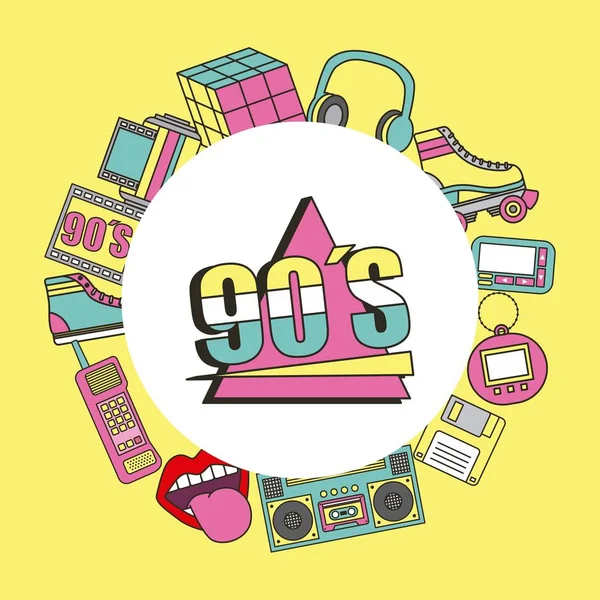 Fashion 90s patches retro elementen collectie — Stockvector