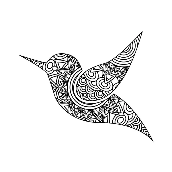 Zeichnung zentangle für Vogel Erwachsenen Malseite — Stockvektor