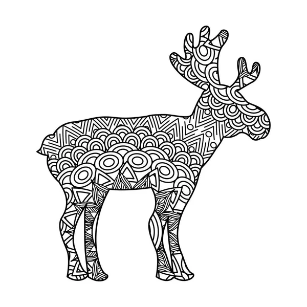 Zentangle kreslení pro dospělé zbarvení stránku jelena — Stockový vektor