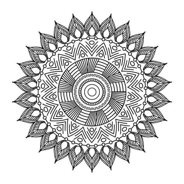 Mandala floreale elemento decorativo etnico meditazione adulto disegno da colorare — Vettoriale Stock