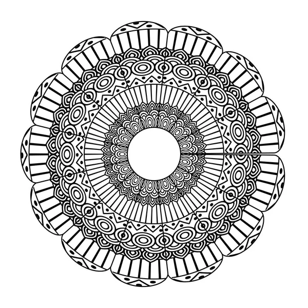 Mandala elemento etnico decorativo disegno da colorare adulto — Vettoriale Stock