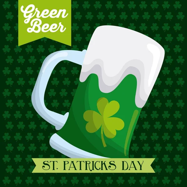 St patricks giorno birra verde poster di vetro — Vettoriale Stock