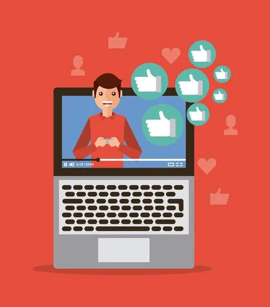 Contenido viral video influencer portátil digital — Vector de stock