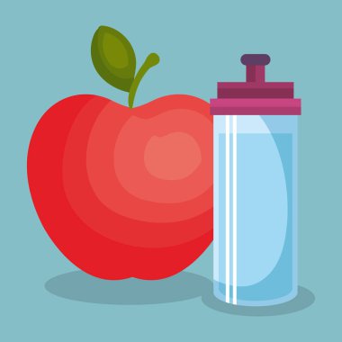 şişe spor salonu ve elma sağlık yaşam tarzı