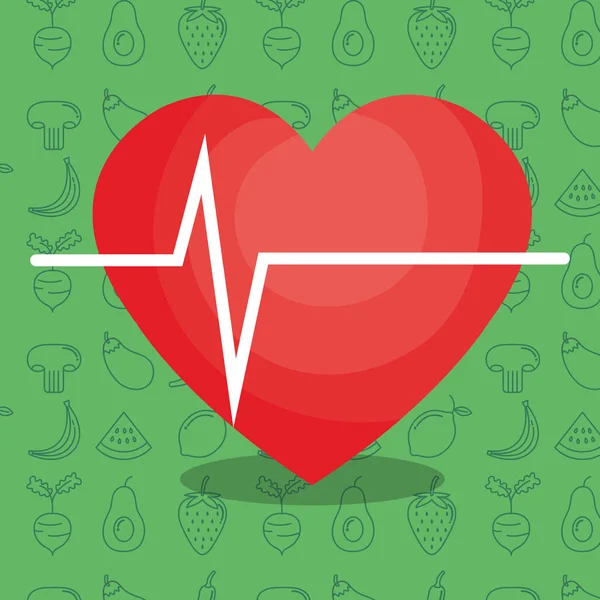 Corazón cardio estilo de vida saludable — Archivo Imágenes Vectoriales