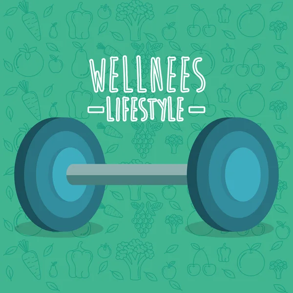 Súlyt emelő eszközök wellness életmód — Stock Vector