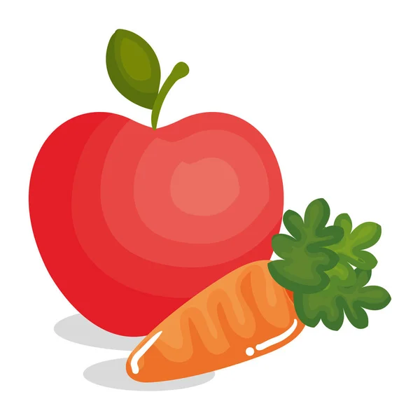 Warzywo marchew z jabłkiem — Wektor stockowy