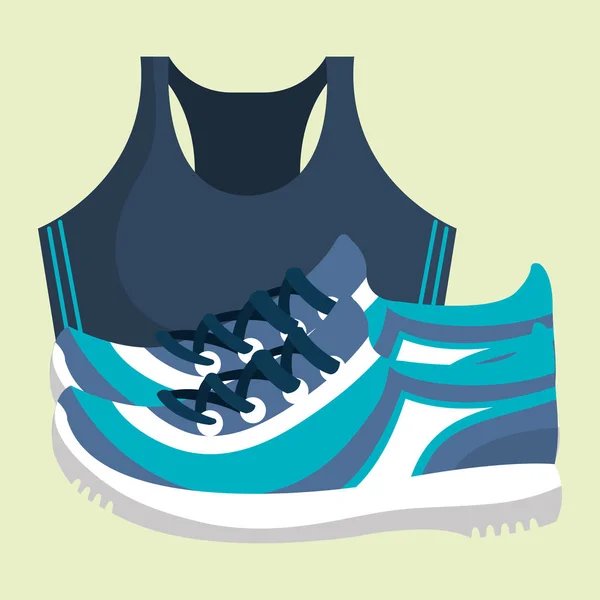 Tennis shoes wellness lifestyle — Stock Vector