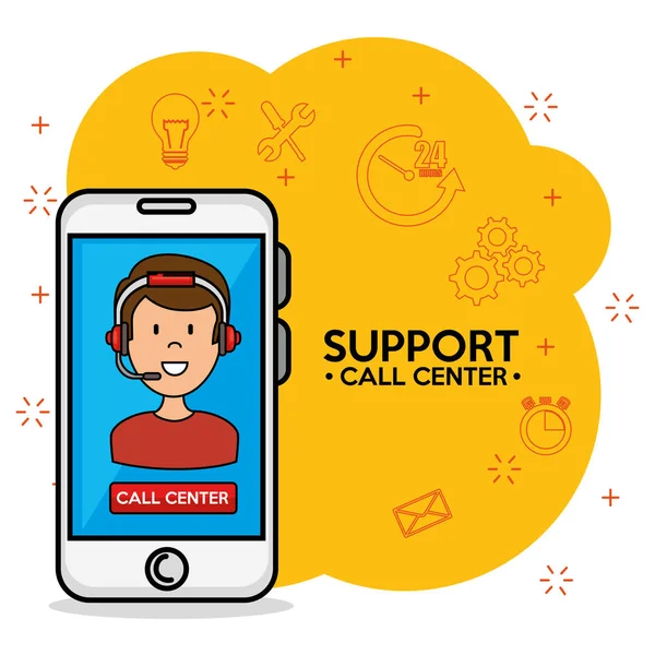 Conceito de suporte de call center —  Vetores de Stock