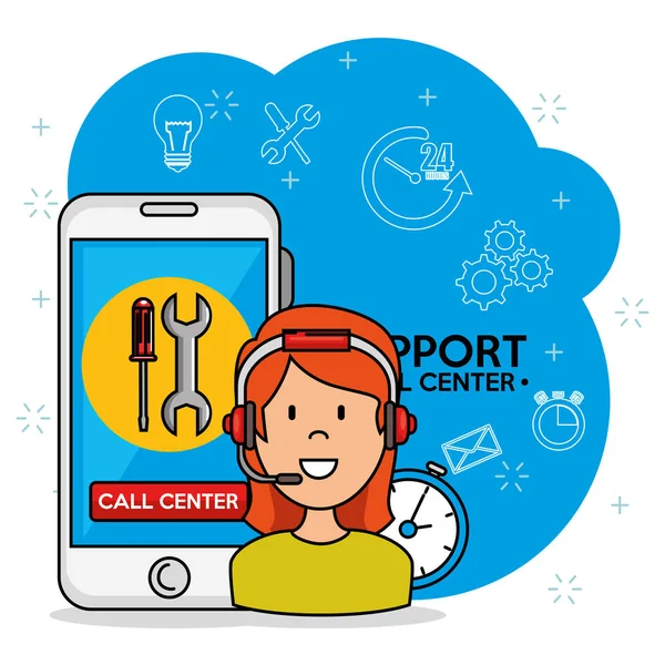 Concetto di supporto call center — Vettoriale Stock