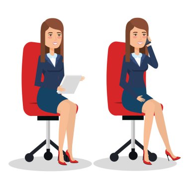 şık iş kadını farklı poz