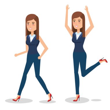 şık iş kadını farklı poz