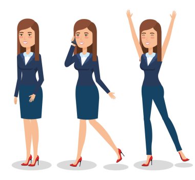 şık iş kadını farklı poz